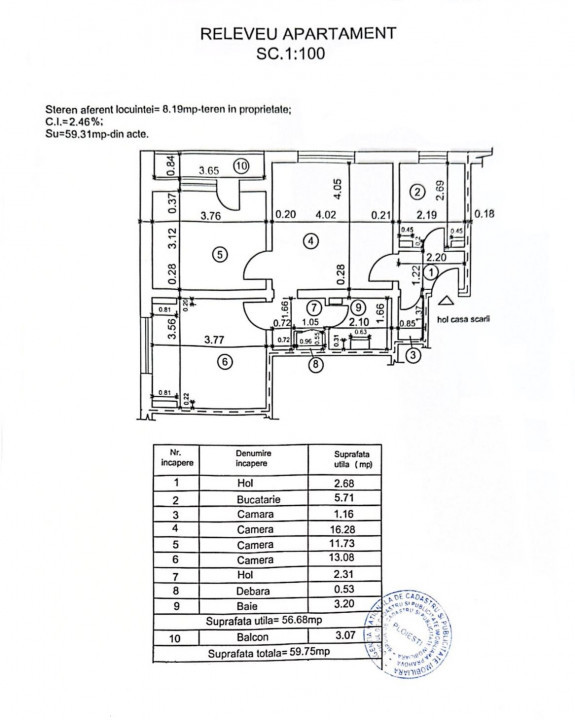 Ap 3 cam, cf 1 semidec, parter/9, Cina