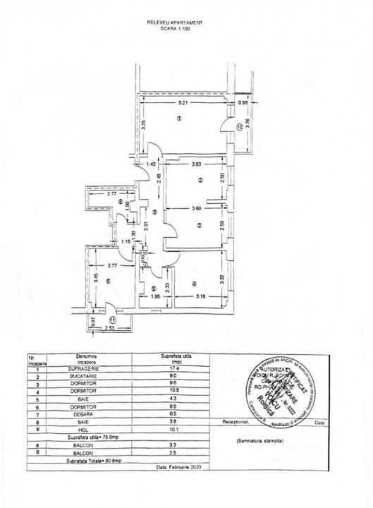 Apartament 4 cam, cf 1 dec, et 2/8, zona 9 Mai- Piata