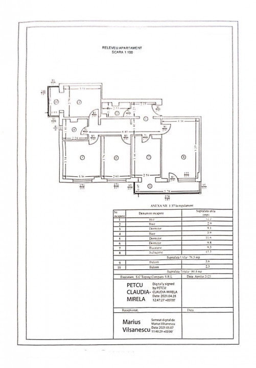 Apartament 4 cam, cf 1A dec, et 4/4 Republicii